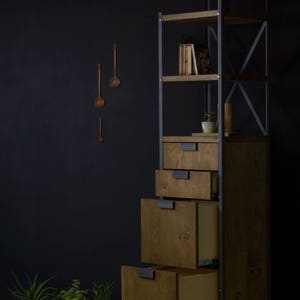 Konk Industrial Filing Cabinet Bespoke sizes available Oak & Steel Bookcase with Drawers, Tall Shelf with Storage image 2