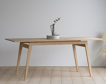 Konk ‖ 'Signature' Oak Dining Table ‖ Bespoke sizes available ‖ Minimalist Solid Wood Kitchen Table, Mid Century Desk