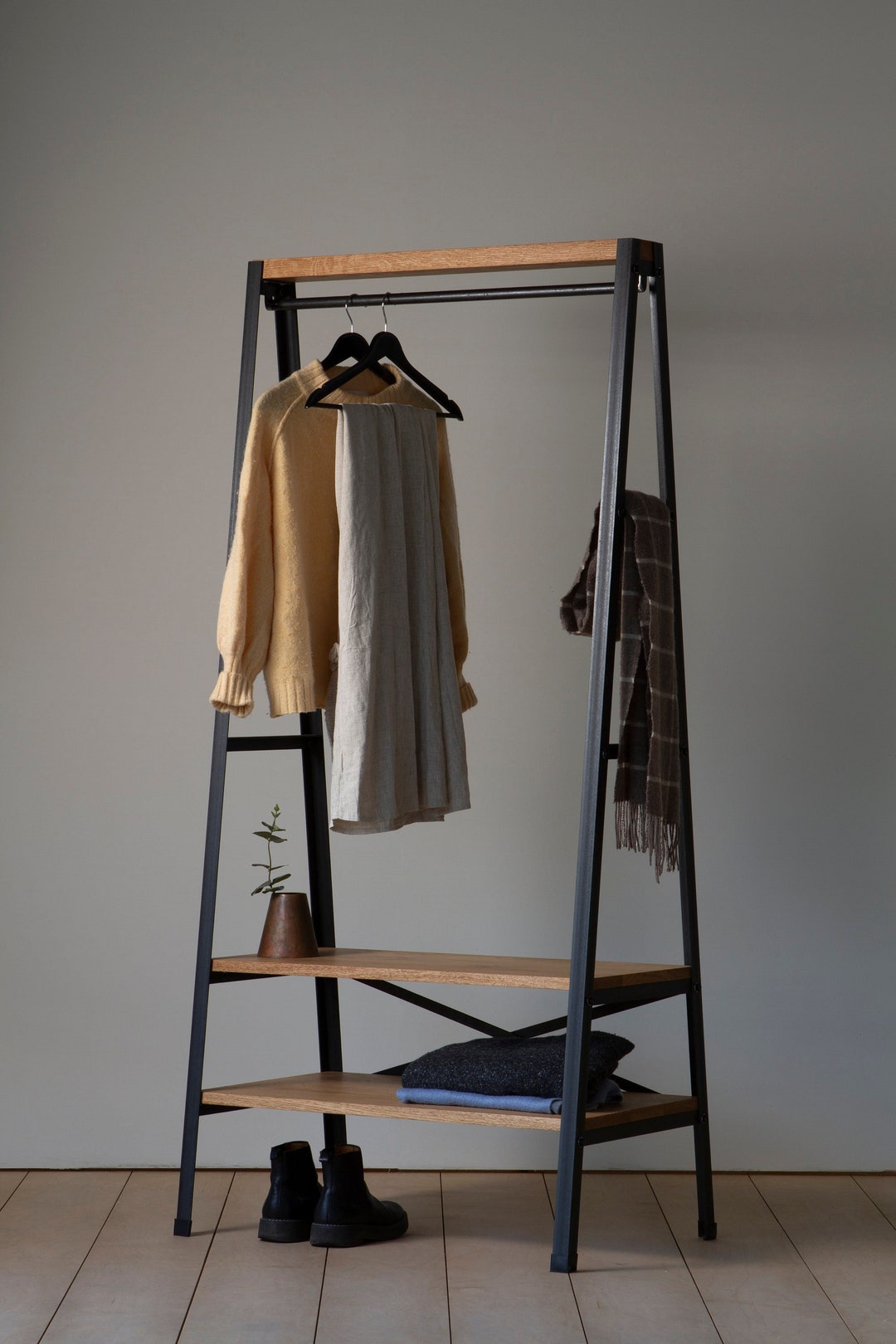 Konk ‖ Simple Clothes Rail [metal] [oak] ‖ Bespoke Sizes Available ...