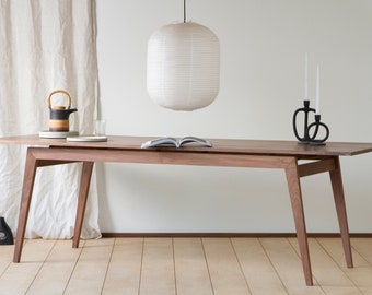 Konk ‖ 'Signature' Dining Table [Walnut] - With Extensions ‖ Bespoke sizes available ‖ Minimal Mid Century Extendable Kitchen Table
