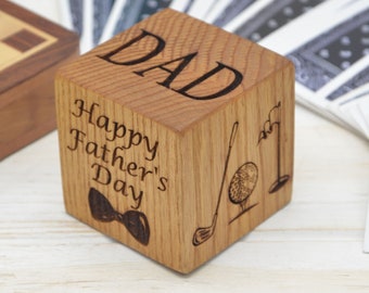 Personalized Father's Day Gift For New Dad, Custom Keepsake Wooden Block, Engraved Gift Idea For Grandpa, Gift For Daddy From Son