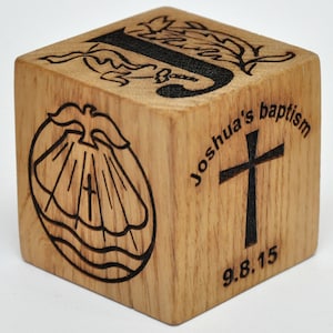 Personalized Wooden Baby Baptism Block Engraved Block Dedication Gift Christening Baby&#39;s Baptism Adoption Gift Religious Ceremony Rustic