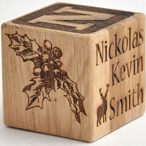 Custom First Christmas Baby Gift Form Santa Merry Christmas Wooden Block First Christmas Personalized Engraved Baby Block Newborn Baby +
