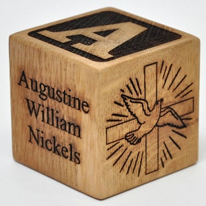 Personalized Wooden Baby Baptism Block Engraved Block Dedication Gift Christening Baby&#39;s Baptism Adoption Gift Religious Ceremony Rustic
