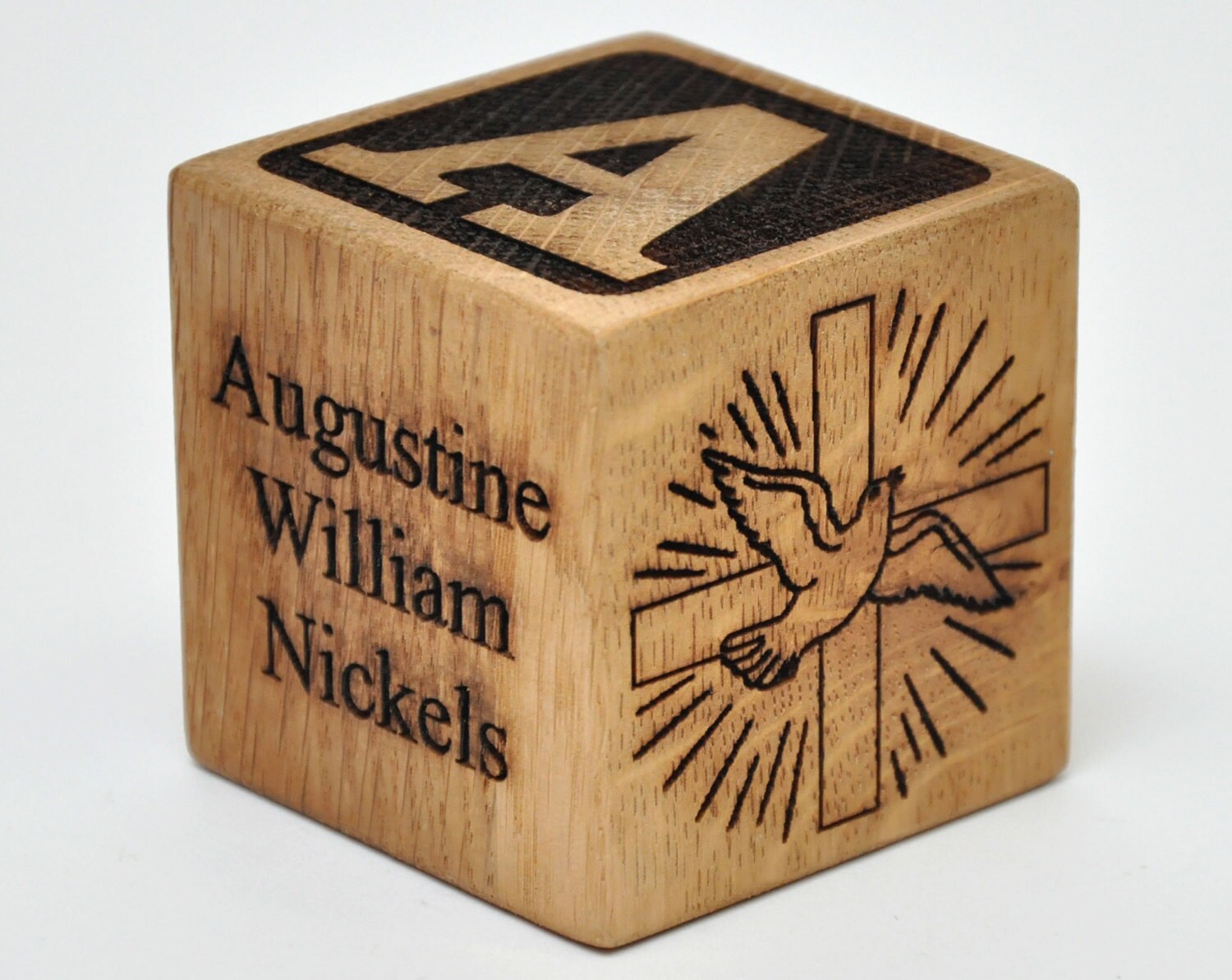 Personalized Wooden Baby Baptism Block Engraved Block Etsy
