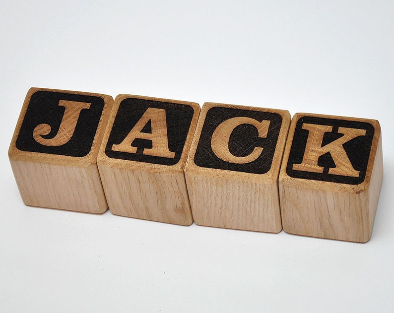 2 Personalized Wooden Name Blocks Natural Personalized Etsy