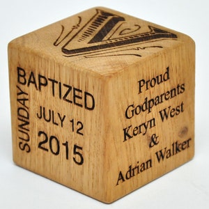 Personalized Baby Block Christening Baptism Gift Dedication Wooden Gift Baby Naming Gift Engraved Wooden Block Religious Godparents Gift