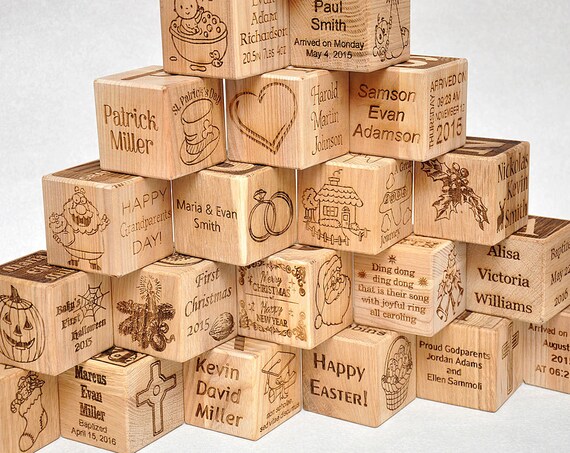 Personalized Wooden Baby Block Baby Blocks Wooden Blocks Name