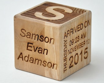 Personalized Baby Boy Block Gift For Newborn Wooden Engraved Baby Keepsake It's A Girl Cube Newborns Nursery Decor Blocks Best Baby Block +