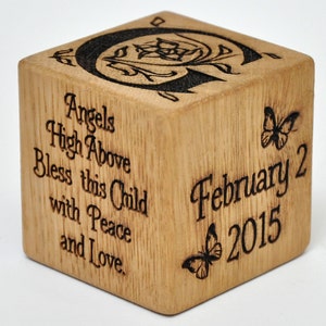 Personalized Engraved Baby Girl Gift Block For Newborn Block Rustic Engraved Baby Keepsake Baby Girl Cube Newborns Nursery Decor Blocks