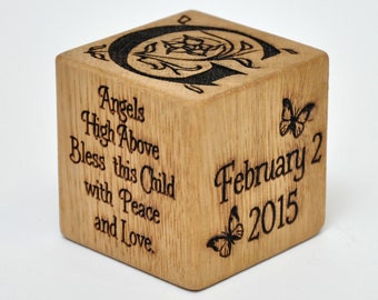 Personalized Engraved Baby Girl Gift Block For Newborn Block Rustic Engraved Baby Keepsake Baby Girl Cube Newborns Nursery Decor Blocks