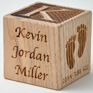 Personalized Wooden Engraved Baby Shower Gift Block Cube Baby Keepsake Newborn Personalized Gift Baby Nursery Baby Favor Adoption Cube  +