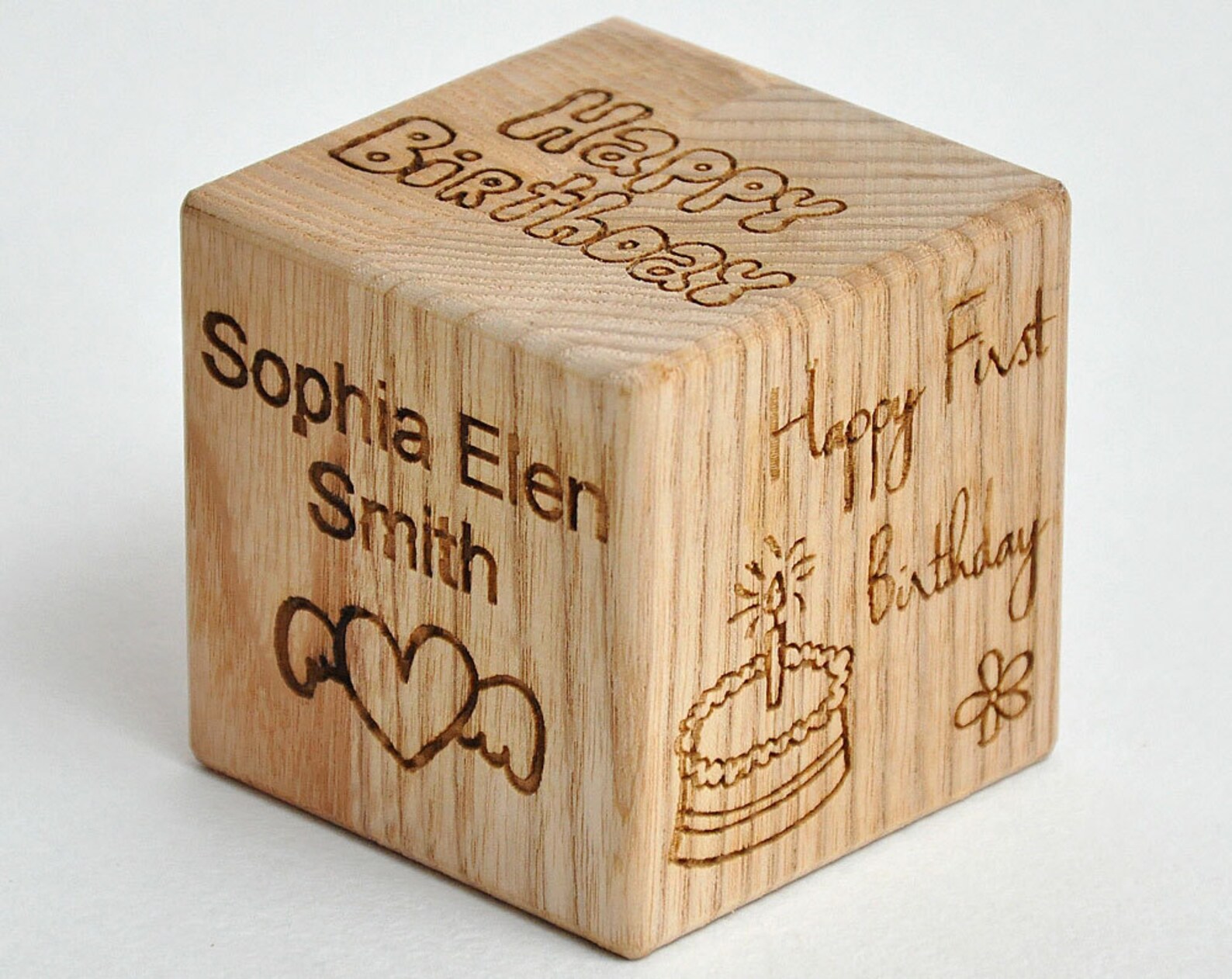 Personalized Engraved Baby Wooden Block First Birthday Gift Etsy