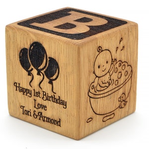 Personalized Baby Gifts Personalized Engraved Baby&#39;s First Birthday Block Custom First Birthday Gift for Baby Girls or Boys Birthday Gift