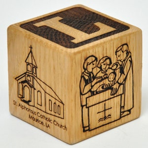 Custom Personalized Baby Baptism Gift Wooden Block Nursery Decoration Religious Christening Gift Dedication Religious Ceremony Baptism