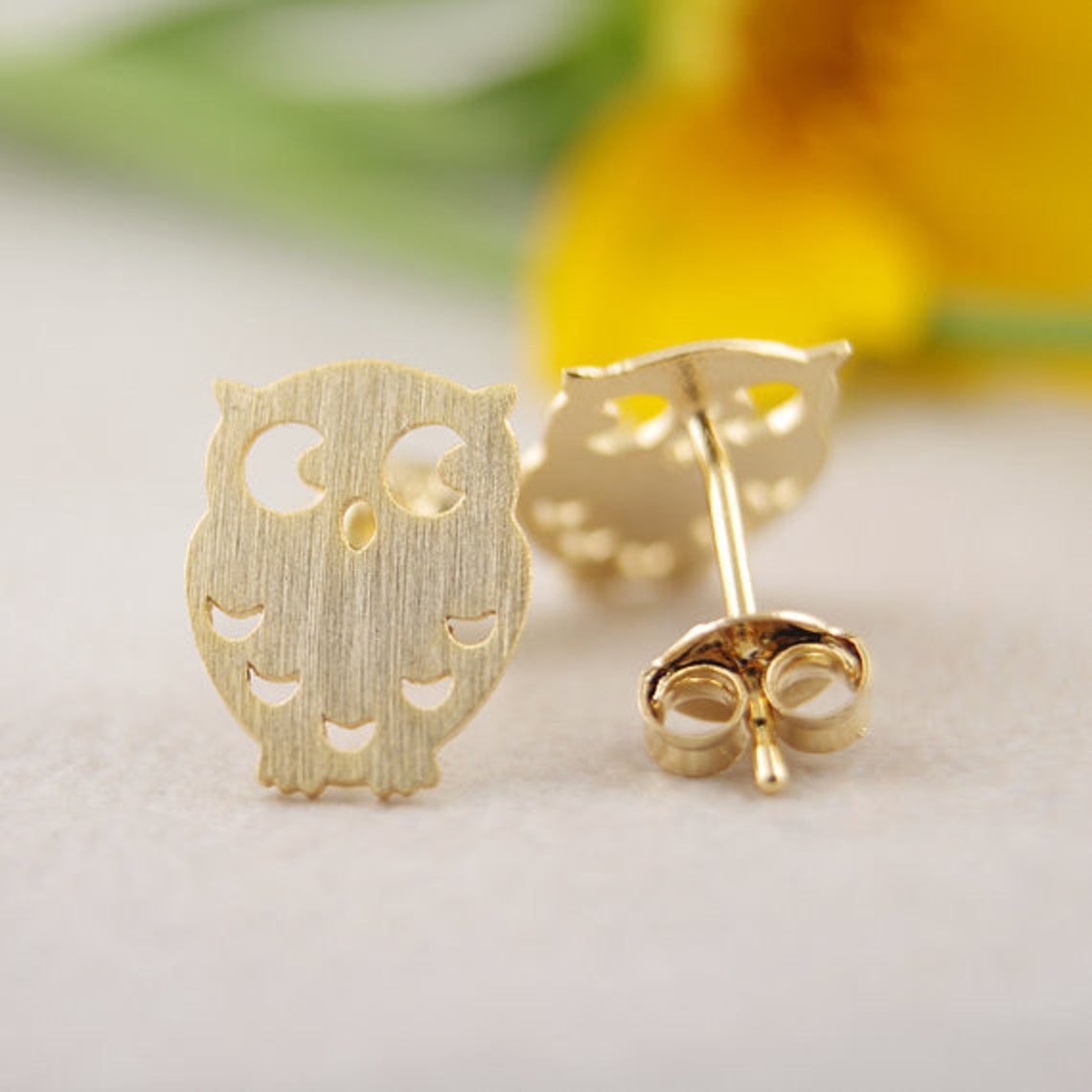Gold Owl Earring Etsy