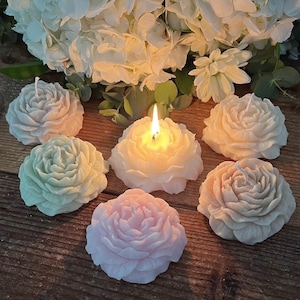 Candelina Peonia segnaposto, personalizzato, Elegante fiore, Segnaposti matrimonio cera di soia, Tema fiori, nozze sposi, decorazione