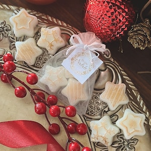 Segnaposto Natale, cera profumata da fondere, stelline dorate, regalo ospiti, cena natalizia, gadget aziendale, capodanno, regalino amica