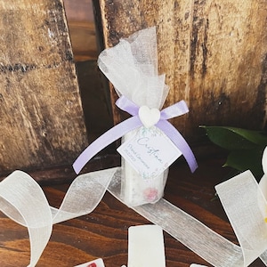 Segnaposto Comunione, blocchetto di cera profumata, profuma biancheria, Cresima, Cera di soia,Fiori secchi, Festa bambina, cerimonia bimbo