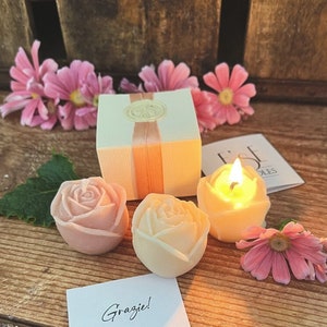 Candelina Bomboniera bocciolo di rosa, Candela fiore matrimonio, Cadeau ospiti, piccola bomboniera, rosellina, minicandela, ceralacca, fiore