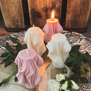 Candela Voile cera soia, candela velo colorata, bomboniera matrimonio, bomboniere personalizzate, candele artigianali, idee sposi, candelina