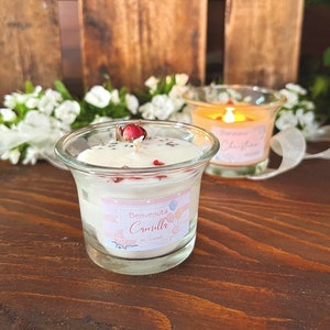 Baby Segnaposto candela Bloom, boccioli rosa, Candela botanica, Cadeau battesimo, candelina floreale, regalino nascita, baby shower, soia