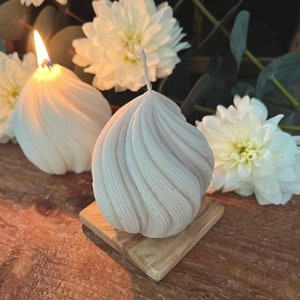 Candela cera soia, Twist, bomboniera matrimonio, Candelina moderna, aesthetic, Legno ulivo, cadeau raffinato in cera, wedding