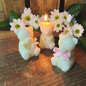 Candelina Segnaposto orsetto, Candela battesimo orso, tema animaletti, cera soia, baby cadeau, cucciolo, nascita, baby shower, 1 compleanno