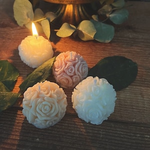 Candelina Segnaposto roselline, Candela rosa matrimonio, Cadeau invitati, rosellina, Promessa, Segnaposti anniversario, fiore cera