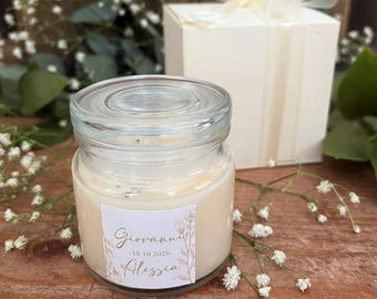 Vela de cera de soja botánica, Pure con tapa de vidrio, frasco hermético, regalo para invitados, recién casados, tendencias para bodas, tapa hermética