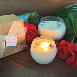 18 anni, candela di soia, sfera vetro, diciottesimo, Bomboniere, Floreale, Tema fiori, festa di compleanno, Candele botaniche, party