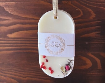 Tavoletta Cera di soia profumata, Tart essence, Profumatore ambienti, Tablet Regalo Natale, cera da fondere, Floreale, boccioli, organza