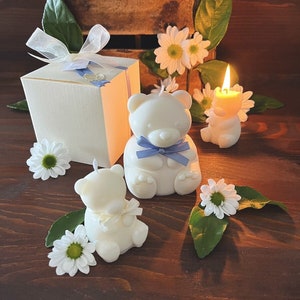 Candela orsetto, Bomboniera battesimo orso, tema animaletti, cera soia, bomboniere, cucciolo, nascita, baby shower, 1 compleanno