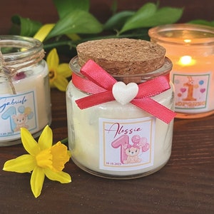 Primo compleanno Candela, Regalo per ospiti, Cera di soia con fragranze, 1 Anno, compleanno baby, bimba, bimbo, candela profumata fiori