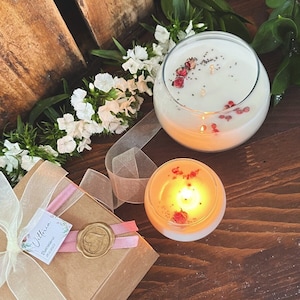 Boule bomboniera, Battesimo, candela di soia, sfera vetro, Idea regalo padrini, Bomboniere, Floreale, Bimbi, boccioli rosa Candele botaniche