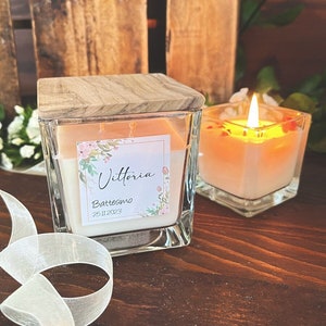 Bomboniera Battesimo bimba, Candela personalizzata nascita bimbo, Cerimonie, Candele profumate cera soia, Regalo padrini, madrina, padrino