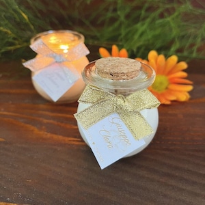 Segnaposto anniversario di matrimonio, Elegante candelina nozze d'oro, Ricordino evento, Nozze d'argento, Segnaposti, cera di soia profumata