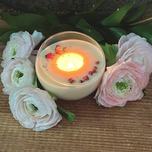 Boule inclinata, Candela bomboniera in cera di soia, sfera vetro, cadeaux ospiti, Bomboniere, Floreale, Tema fiori, Nozze, Candele botaniche