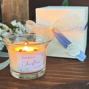 Candelina baby bomboniera, Battesimo, Idea regalo ospiti, Bomboniere profumate, Floreale, Regalo padrini, Candela botanica, cera di soia