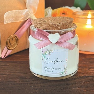 Bomboniera Comunione e Cresima, Candela personalizzabile, Cera di soia, Cerimonie, Bomboniere botaniche, Regalo country, regalo ragazzi