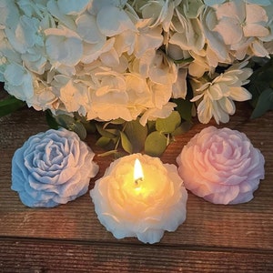 Candelina Baby, Peonia segnaposto Battesimo, personalizzato, Elegante fiore, Segnaposti cera di soia, Tema fiori, Nascita, decorazione