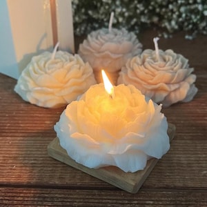 Candela peonia cera soia, candela colorata, bomboniera Matrimonio, candelina floreale, wedding, bomboniera sposi, regalo ospiti, fiore
