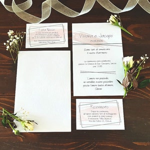Partecipazione matrimonio, invito motivo lineare, carta lino, suite personalizzata, partecipazioni, nozze, geometrico, acquerello