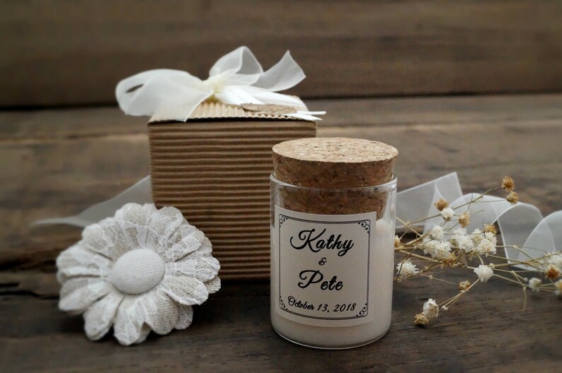 Shabby Lid Cork Candle Wedding Favors Personalized Custom Etsy
