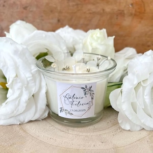 Segnaposto candelina White Bloom, ortensia, nebbiolina, Candela profumata matrimonio, Tavolo sposi, Segnaposti, matrimoni 2025