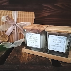 Candele su vassoio di legno, Idea regalo per Matrimonio, Regalo Testimoni, Regalo padrini, Idea regalo per sposi e per damigella, bomboniere