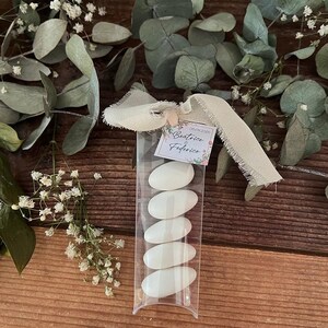 Confetti matrimonio, confettata, cerimonia, tubo porta confetti mandorla, tag, nascita, scatolina segnaposto, nozze, bustina trasparente immagine 2