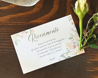 Partecipazione floreale matrimonio, invito motivo fiori, carta