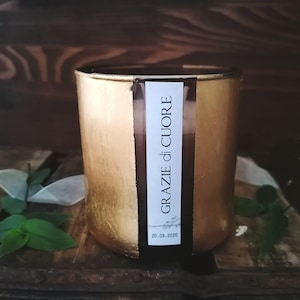 Candela regalo testimoni di Nozze, Vetro colorato, Foglia oro, Elegante, Cera di soia, Idea dono genitori, Damigella, Regalo Laurea, Padrini