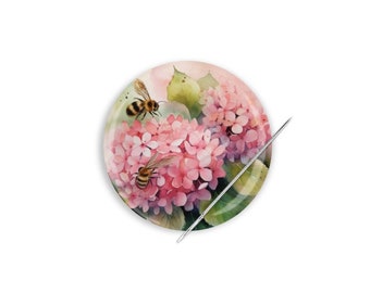 Bee Hydrangea Needle Minder, Cross Stitch Accessory